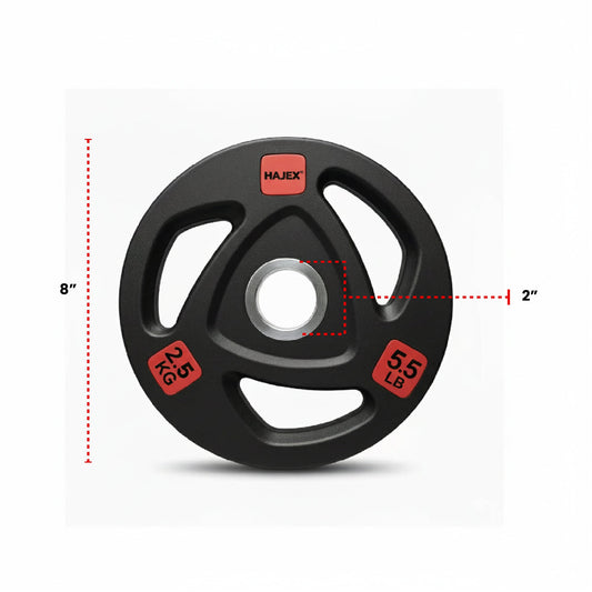 HAJEX Rubber Olympic Bumper Grip Weight Plates & Sets in LBs & KGs