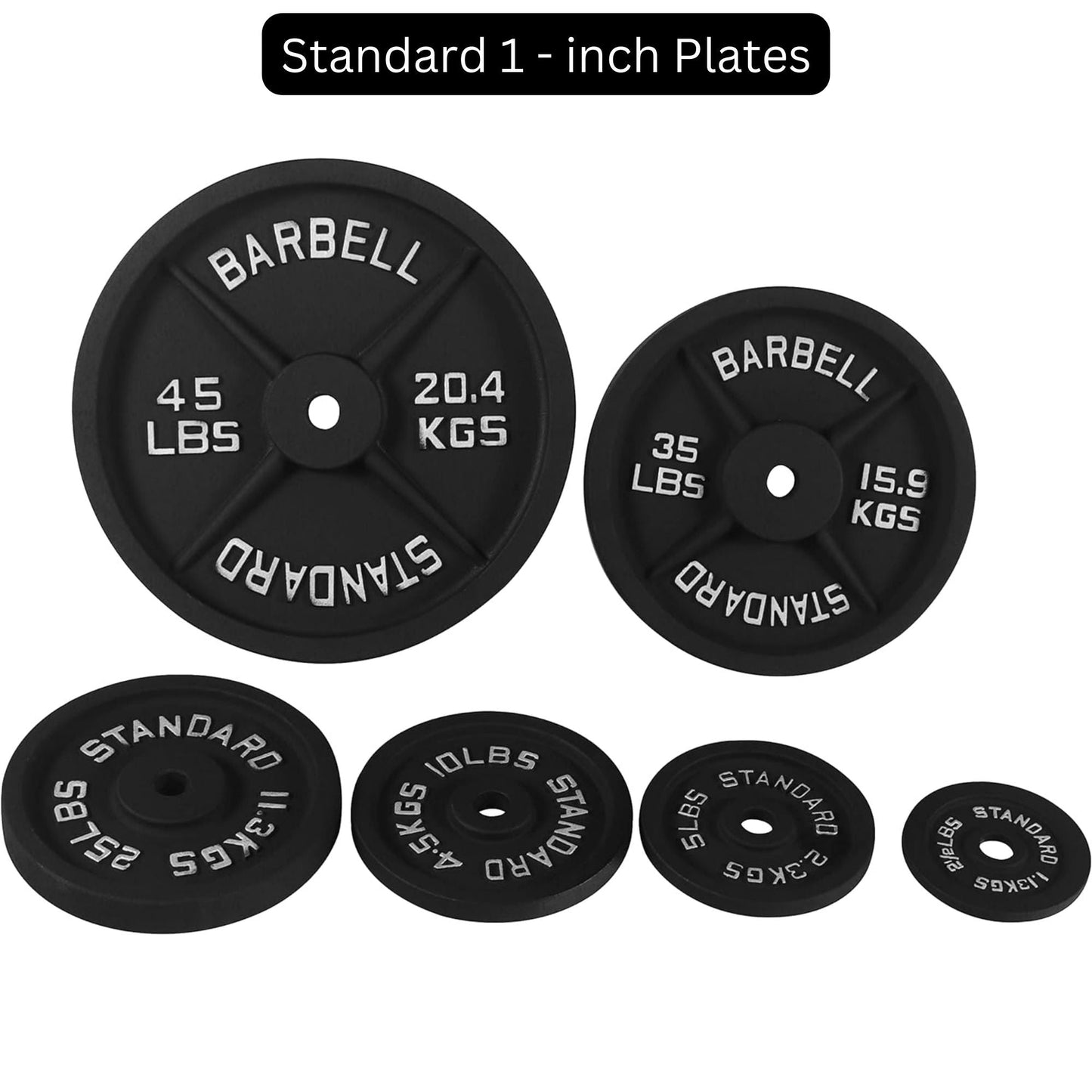 Cast Iron Weight Plates - Standard, Olympic in LBs, KGs