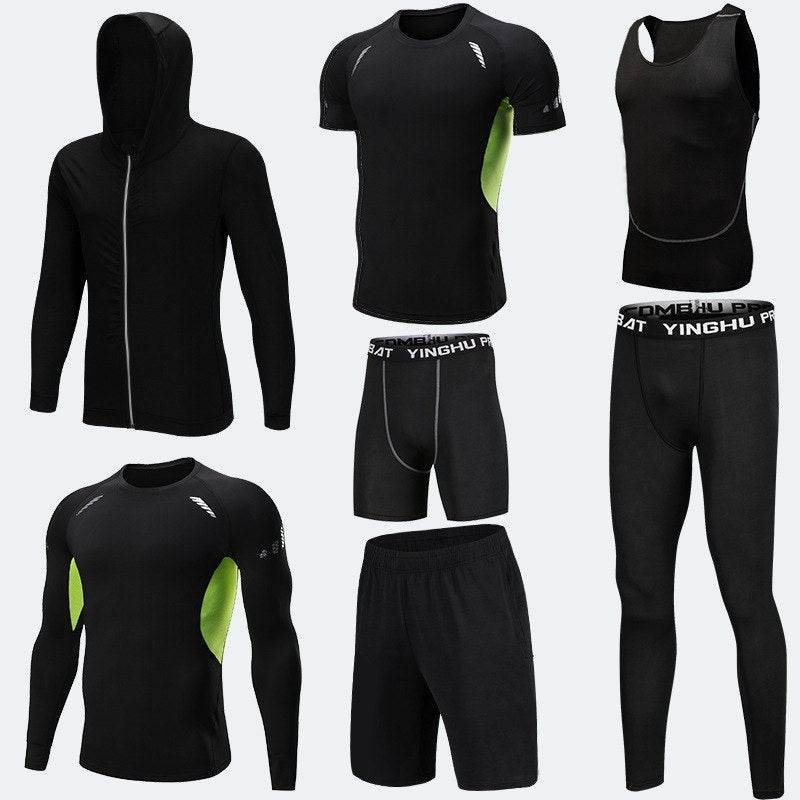 Compression Sport Fitness Workout Gym Outfit 7pcs set for men