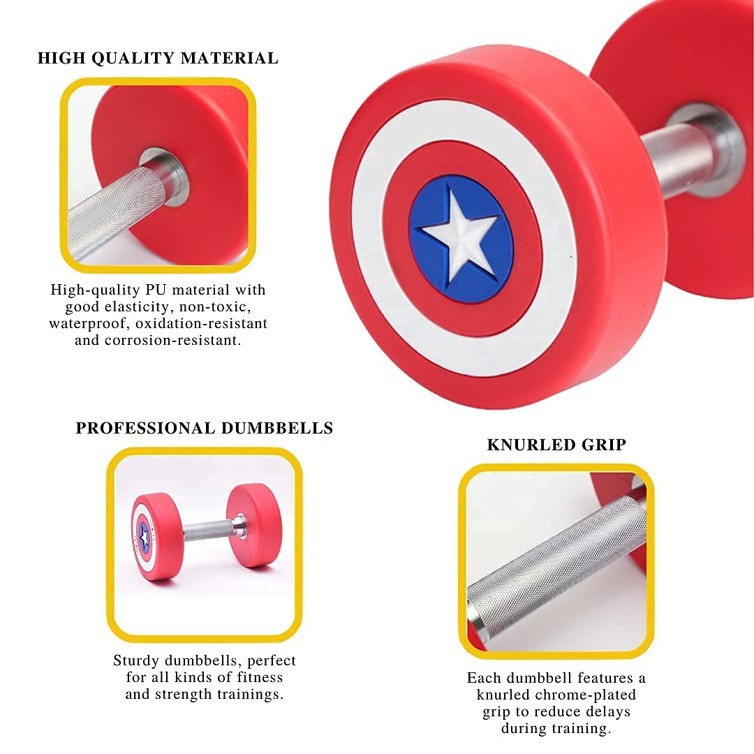 Captain America Round Dumbbells 10 to 50 LB Set