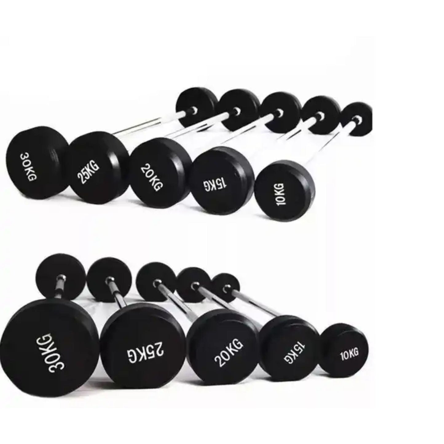 Straight and EZ Curl Fixed Weight Barbell Sets - 20 to 100 LB