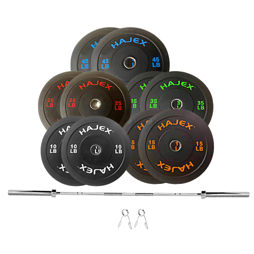 Bench Press Stack with Squat Rack, Weight Plates and Barbell Bar
