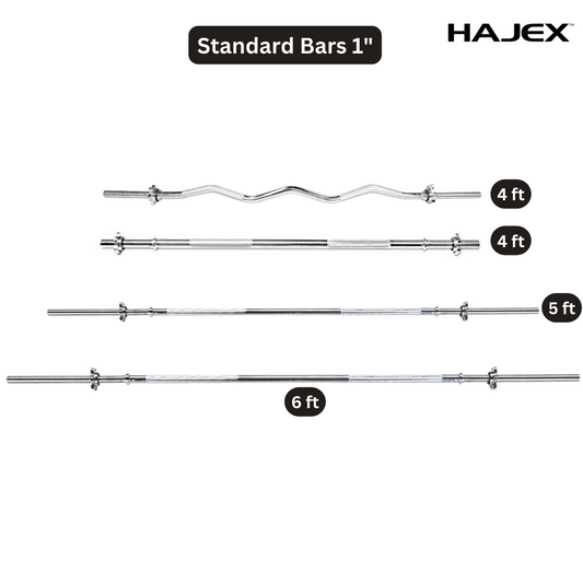 HAJEX Olympic and Standard Barbell Bars with Bearings and High Loading Capacity