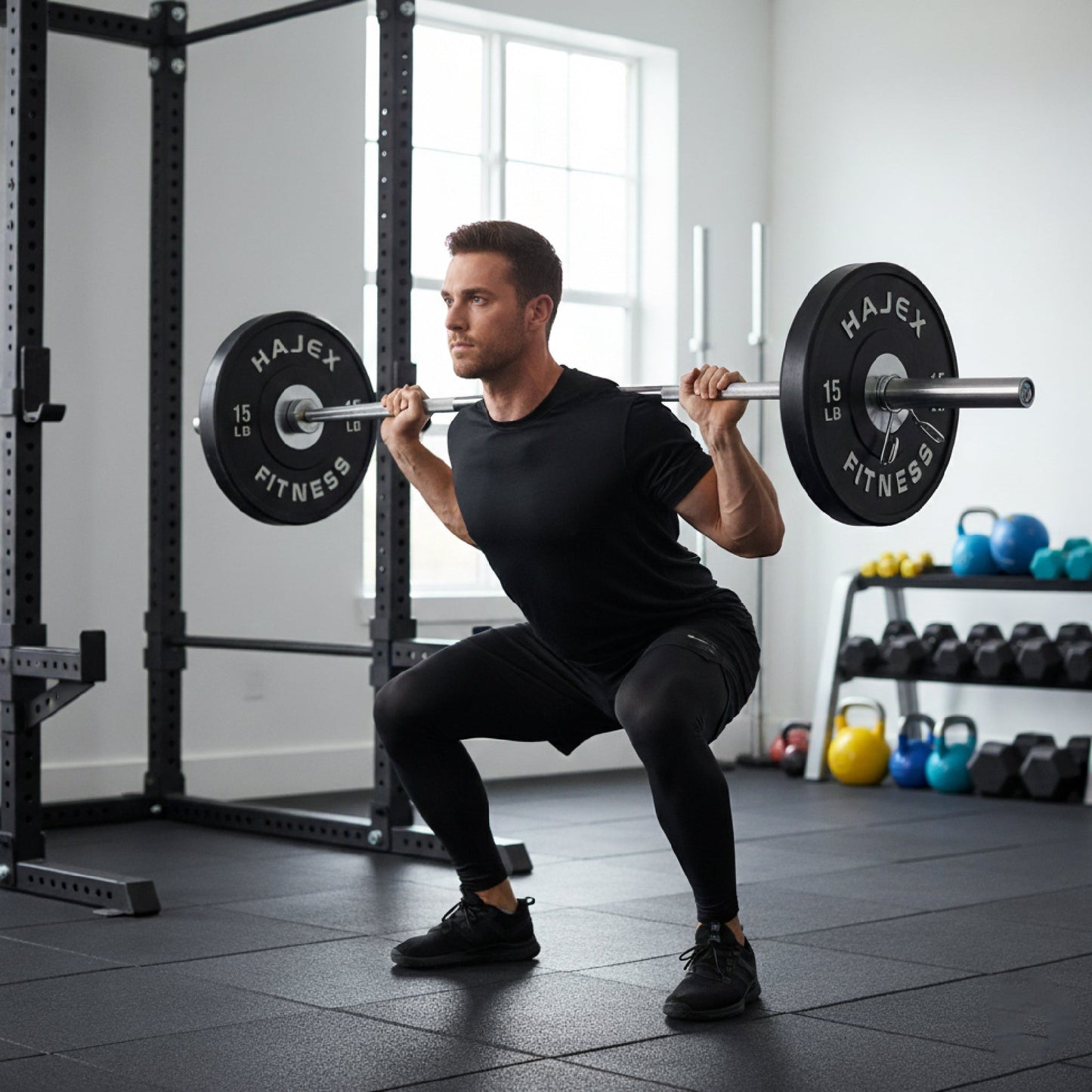 HAJEX Olympic Competition Steel Hub Bumper Plates Colored - 15, 25, 35, 45, 55 LB