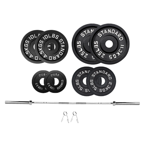 Bench Press Stack with Squat Rack, Weight Plates and Barbell Bar